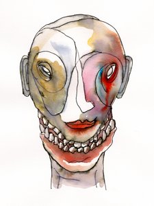 Retrato com um sorriso distorcido