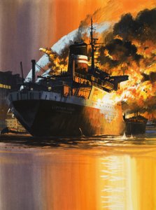Navio em chamas de Wilf (20th century) Hardy