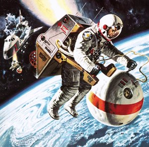 Os "salva-vidas" no espaço, tal como imaginados em 1976 de Wilf (20th century) Hardy