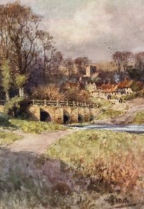 Vista de Sutton Village (litografia a cores) de Wilfrid Williams Ball