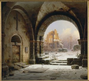 Ruínas da Abadia de Heisterbach, Renânia ... (pintura sobre tela) de Wilhehm Steuerwaldt