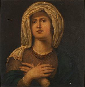 Retrato de uma Sybil (óleo no painel) de Wilhelm (attr.to) Schadow