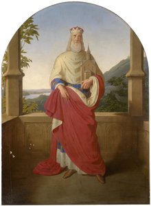 Bogdan Mandic, ou Frere Leopold dit Leopold de Castelnuovo - Saint Leopold devant le Danube et la montagne Leopoldsberg - Saint Leopold em frente a uma vista do Danúbio e o Leopoldsberg ao fundo, por Rieder, Wilhelm August (1796-1880). Óleo sobre tela