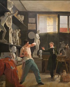 Um escultor em seu estúdio trabalhando da vida de Wilhelm Bendz