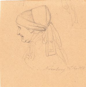 Cabeça de uma velha. Perfil à esquerda de Wilhelm Bendz