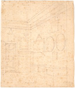 Desenho em perspectiva para a foto da família Waagepetersen de Wilhelm Bendz
