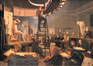 A aula de vida na Academia Real de Belas Artes de Wilhelm Bendz