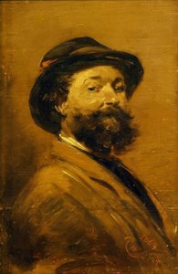 Auto-retrato em marrom cinza de Wilhelm Busch