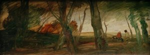Paisagem de outono atrasada com duas figuras de Wilhelm Busch