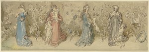 Quatro representações alegóricas de mulheres de Wilhelm Busch