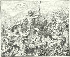 Arnulf of Carinthia invadindo as defesas normandas no rio Dyle, 891 (gravura)