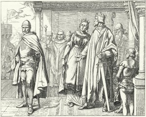 Ernest II, Duque da Suábia, perante o Rei Conrado II da Alemanha, depois de se revoltar contra ele
