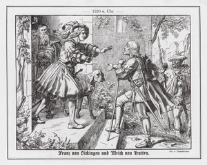 Franz von Sickingen cumprimentando Ulrich von Hutten de Wilhelm Camphausen