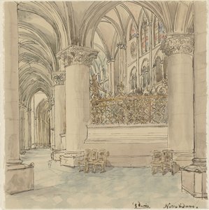 Interior de Notre-Dame em Paris de Wilhelm Cornelis Bauer