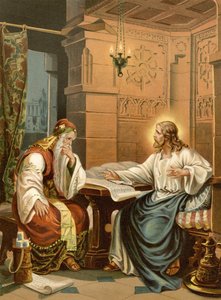 A conversa de Cristo com Nicodemos (lito colorido)