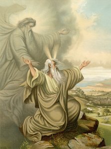 O Senhor mostra a Moisés a Terra Prometida (cor litho) de Wilhelm Ebbinghaus