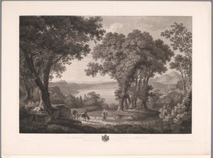 Vista do Lago Albano perto de Roma Der See von Albano dei Rom (título no objeto) de Wilhelm Friedrich Gmelin