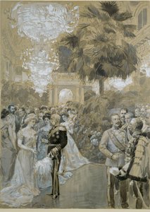 Baile da corte no Hofburg de Viena, o palácio da cidade dos imperadores da Áustria-Hungria ... de Wilhelm Gause