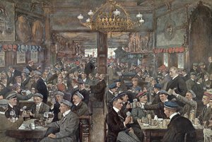 A Brasserie de Estudantes do Thuringer Hof em Leipzig, c.1900