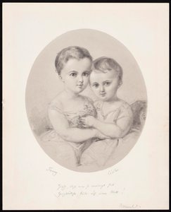 As netas Fanny e Cécile Hensel, ca 1860. de Wilhelm Hensel