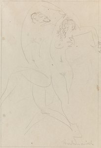Ninfa e Sátiro, c.1915 (Grafite sobre papel) de Wilhelm Hunt Diederich