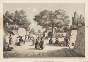 Rua em Napha, Lew Chew, 1855 de Wilhelm Joseph Heine