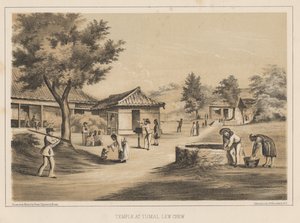 Templo em Tumai, Lew Chew, 1855 de Wilhelm Joseph Heine