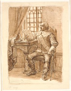 Nobre de Chr. O tempo de 4. senta e lê uma carta de Wilhelm Marstrand