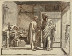 O Bom Samaritano paga o anfitrião de Wilhelm Marstrand