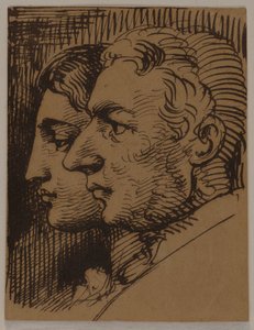 Retrato duplo de um homem e uma mulher de perfil de Wilhelm Marstrand