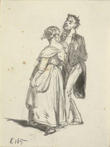 Uma garota puxa um homem pela orelha de Wilhelm Marstrand