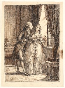 Um jovem casal. O príncipe herdeiro Frederik (sexta-feira 5) come cerejas em Charlottenborg com a princesa Louise de Wilhelm Marstrand