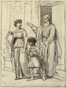 Agar e Ismael deixam Abraão de Wilhelm Marstrand