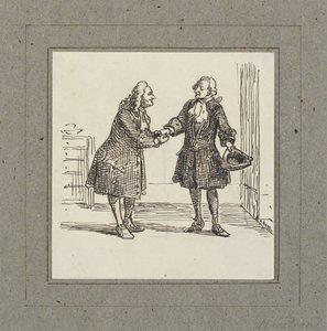 Figuras da era Holberg: Um preço do tabaco é oferecido por um cavalheiro a outro de Wilhelm Marstrand