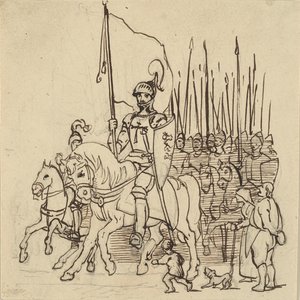 Holger Danske à frente de seus pilotos de Wilhelm Marstrand