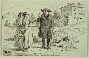 Cena italiana com duas mulheres e um pai de Wilhelm Marstrand