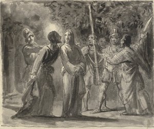 Jesus é beijado por Judas no Jardim do Getsêmani de Wilhelm Marstrand