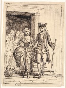 Leander e Leonora, atrás deles Henrik e Pernille de Wilhelm Marstrand