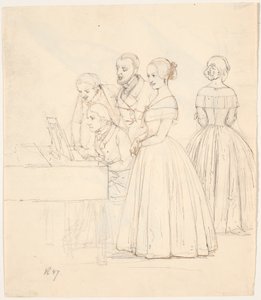 Dueto masculino com acompanhamento de piano; além disso, duas senhoras de Wilhelm Marstrand