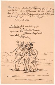 Marstrand, Constantin Hansen e Raffenberg em uma caminhada de Wilhelm Marstrand