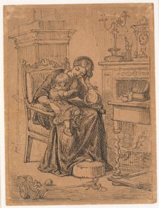 Mãe e filho. Interior de Wilhelm Marstrand