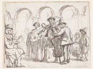 O músico na Marcus Square, Veneza de Wilhelm Marstrand