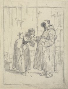 A menina beija a mão de um monge de Wilhelm Marstrand