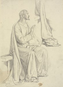 Jesus sentado, bem como estudo de cortinas de Wilhelm Marstrand