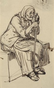 velha sentada de Wilhelm Marstrand