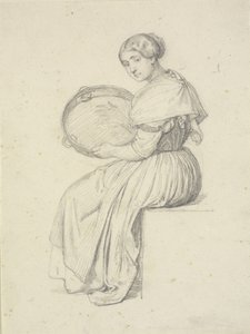 Mulher sentada com pandeiro de Wilhelm Marstrand