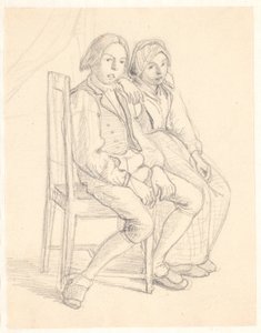 Menina sueca e menino sentado em uma cadeira de Wilhelm Marstrand