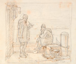 Dois italianos em um cais à beira-mar de Wilhelm Marstrand