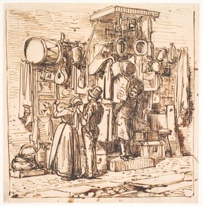 Fora de uma banca de mercado de Wilhelm Marstrand