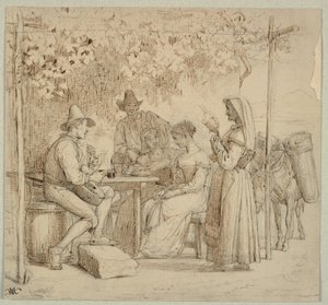 Fora de uma loja de queijo de Wilhelm Marstrand